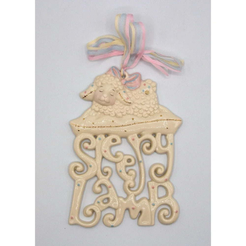 Lenox Lazy Lambs Porcelain 4-Piece Bundle Keepsake Box Night Light Plaque‎ Bowl